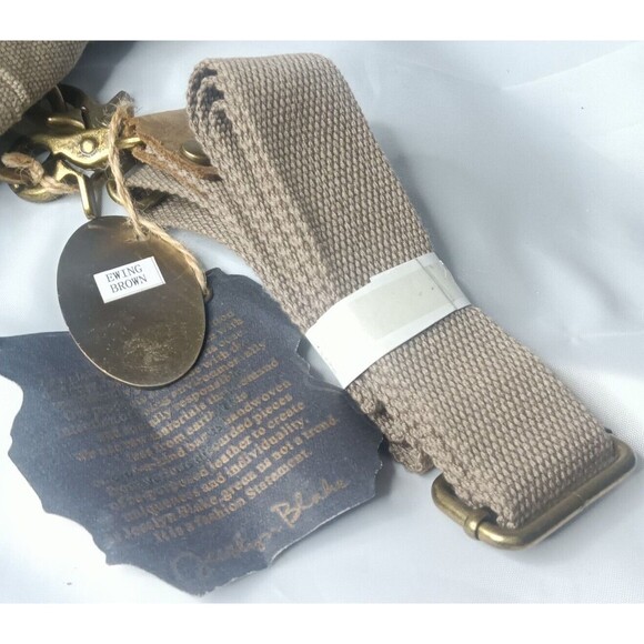 Jesslyn Blake Shoulder Tote Canvas Duffle Bag Large Weekender Ewing Brown - Picture 3 of 11